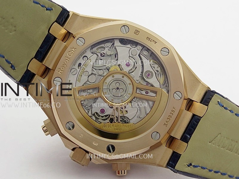 Royal Oak Chrono 26240 RG Gain Weight V2 DDF 1:1 Best Edition Blue Dial On Blue Leather Strap Super Clone DD4401