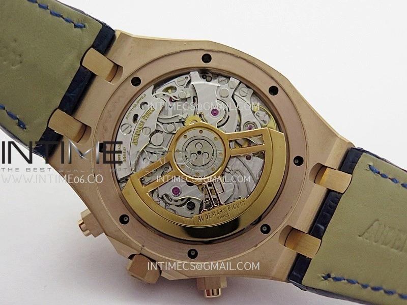 Royal Oak Chrono 26240 RG Gain Weight V2 DDF 1:1 Best Edition Blue Dial On Blue Leather Strap Super Clone DD4401