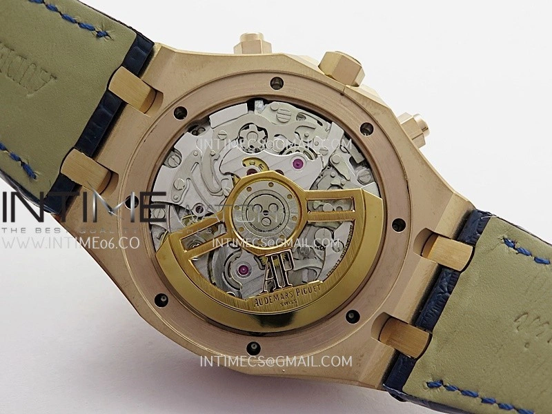 Royal Oak Chrono 26240 RG Gain Weight V2 DDF 1:1 Best Edition Blue Dial On Blue Leather Strap Super Clone DD4401