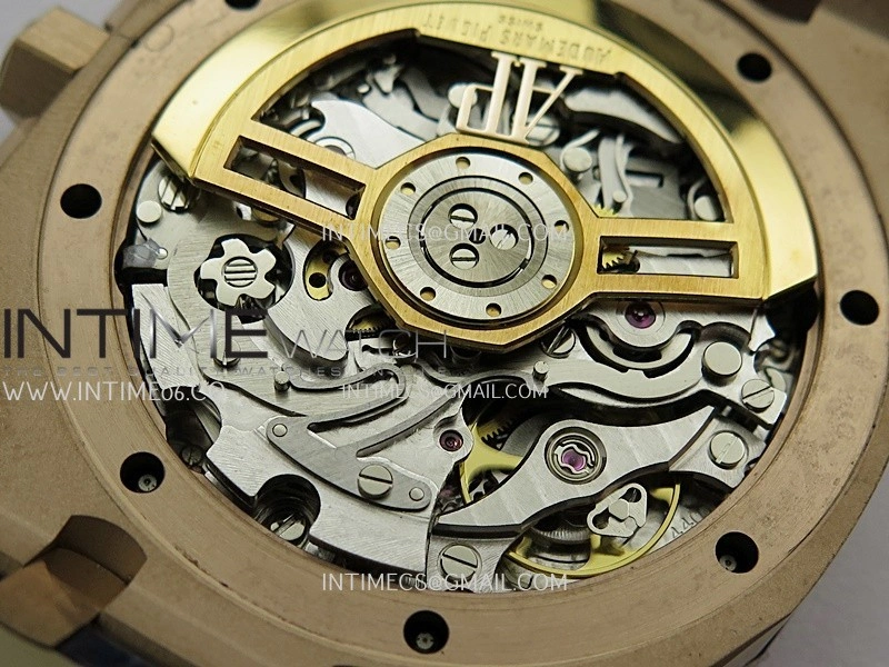 Royal Oak Chrono 26240 RG Gain Weight V2 DDF 1:1 Best Edition Blue Dial On Blue Leather Strap Super Clone DD4401