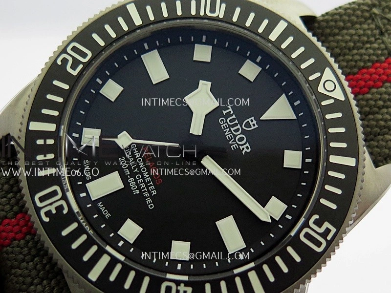 Pelagos FXD Black Ceramic Bezel Ti B12 1:1 V4 Best Edition Black Dial On Green Nylon Strap
