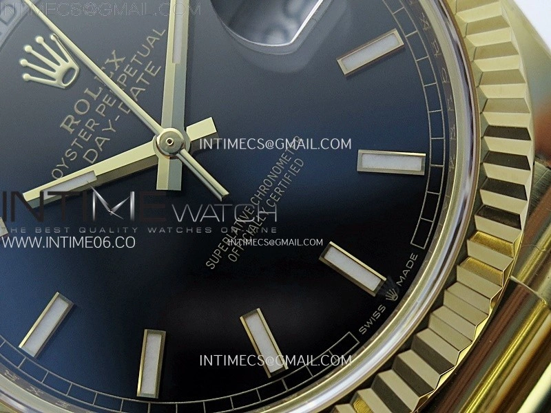 Day Date 228238 40mm 904L YG 1:1 AR+F Best Edition Black Dial Sticks Markers on YG President Bracelet SA3255