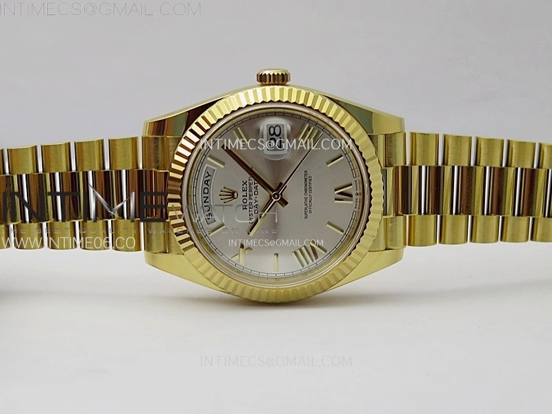 Day Date 228238 40mm 904L YG 1:1 AR+F Best Edition Silver Dial Roman Markers on YG President Bracelet SA3255