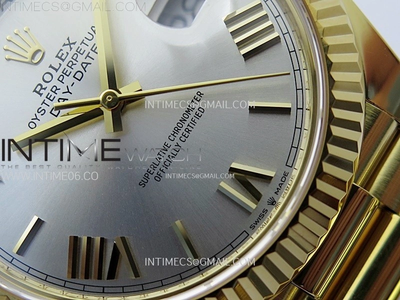 Day Date 228238 40mm 904L YG 1:1 AR+F Best Edition Silver Dial Roman Markers on YG President Bracelet SA3255