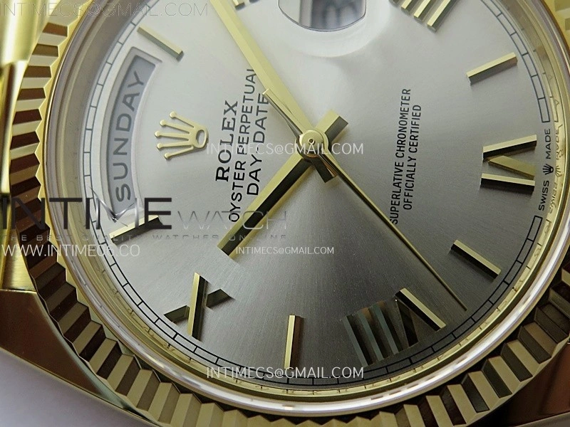 Day Date 228238 40mm 904L YG 1:1 AR+F Best Edition Silver Dial Roman Markers on YG President Bracelet SA3255