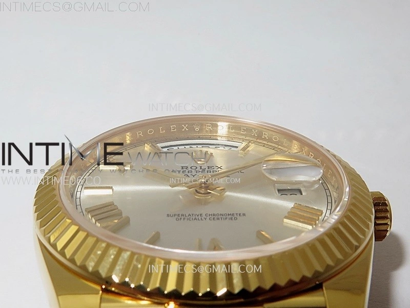Day Date 228238 40mm 904L YG 1:1 AR+F Best Edition Silver Dial Roman Markers on YG President Bracelet SA3255
