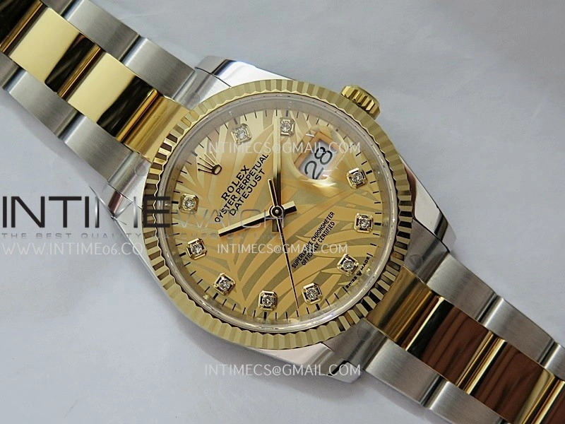 DateJust 126233 36mm 904L SS YG AR+F 1:1 Best Edition Gold Leaves Dial Diamond Marker On Oyster Bracelet DD3235