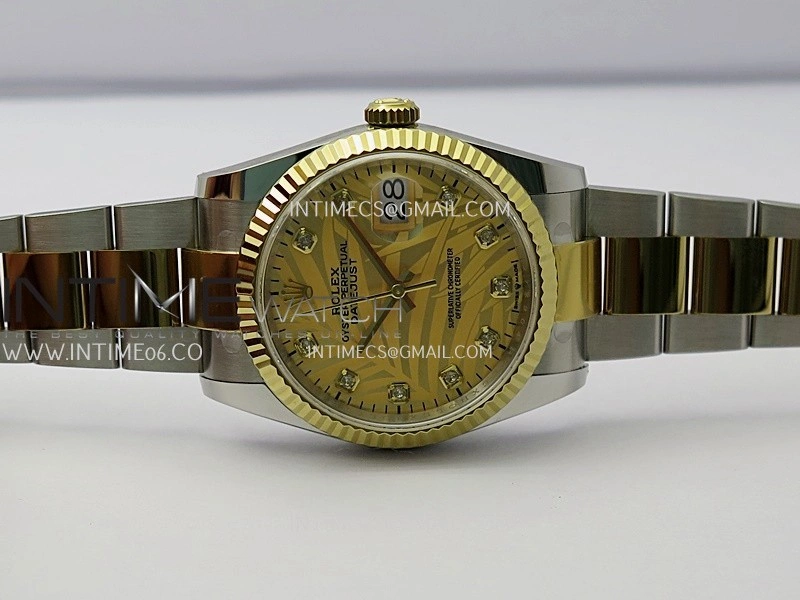 DateJust 126233 36mm 904L SS YG AR+F 1:1 Best Edition Gold Leaves Dial Diamond Marker On Oyster Bracelet DD3235