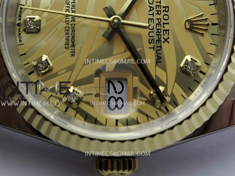 DateJust 126233 36mm 904L SS YG AR+F 1:1 Best Edition Gold Leaves Dial Diamond Marker On Oyster Bracelet DD3235