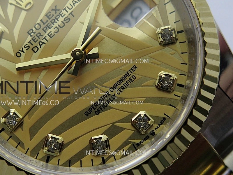 DateJust 126233 36mm 904L SS YG AR+F 1:1 Best Edition Gold Leaves Dial Diamond Marker On Oyster Bracelet DD3235