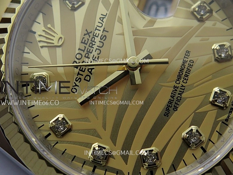 DateJust 126233 36mm 904L SS YG AR+F 1:1 Best Edition Gold Leaves Dial Diamond Marker On Oyster Bracelet DD3235