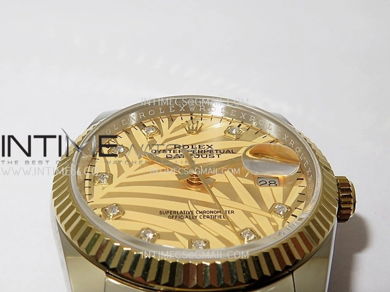 DateJust 126233 36mm 904L SS YG AR+F 1:1 Best Edition Gold Leaves Dial Diamond Marker On Oyster Bracelet DD3235