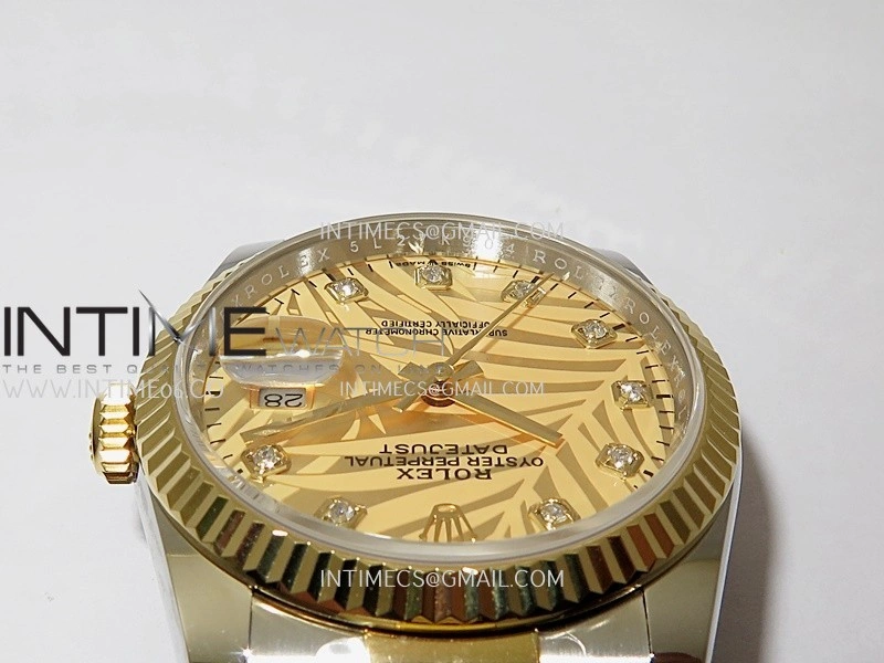 DateJust 126233 36mm 904L SS YG AR+F 1:1 Best Edition Gold Leaves Dial Diamond Marker On Oyster Bracelet DD3235