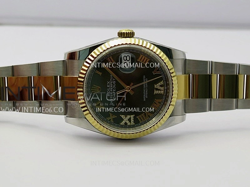 DateJust 126233 36mm 904L SS YG AR+F 1:1 Best Edition Green Dial Roman Diamond Marker On Oyster Bracelet DD3235