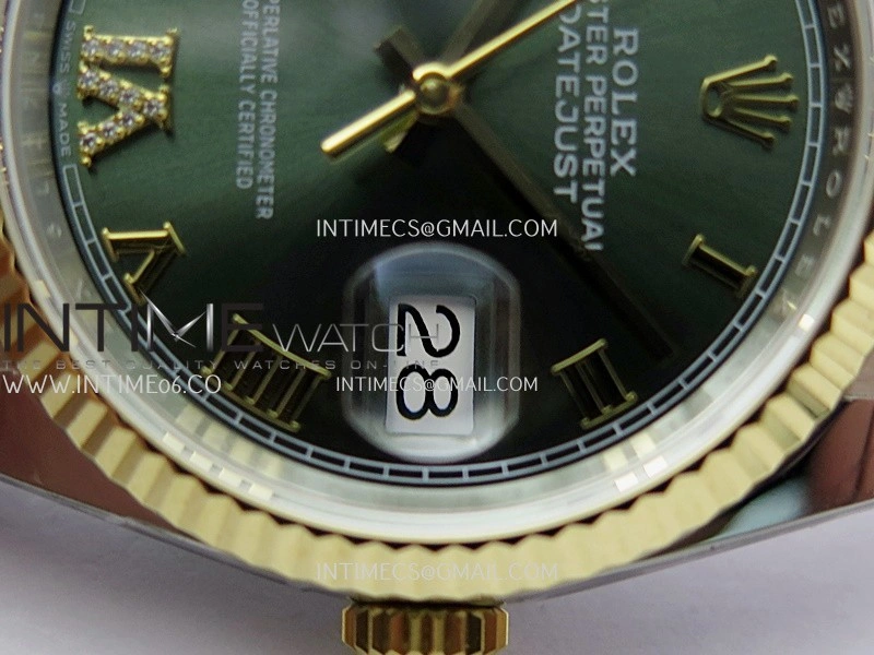 DateJust 126233 36mm 904L SS YG AR+F 1:1 Best Edition Green Dial Roman Diamond Marker On Oyster Bracelet DD3235