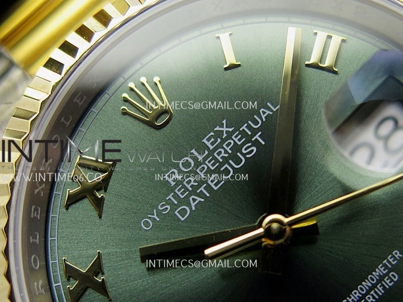DateJust 126233 36mm 904L SS YG AR+F 1:1 Best Edition Green Dial Roman Diamond Marker On Oyster Bracelet DD3235