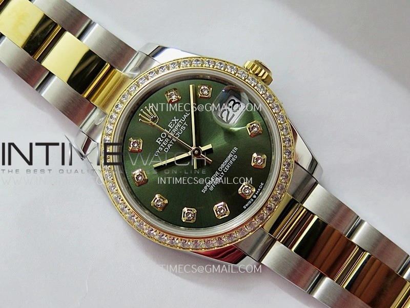 DateJust 31mm 904L SS YG AR+F Best Edition Green Dial Diamond Marker On 904L SS YG Oyster Bracelet A2236
