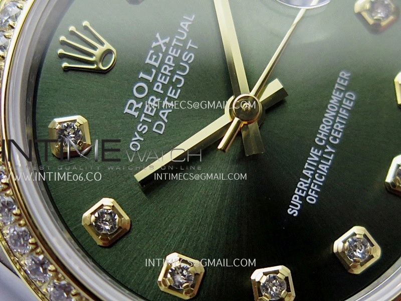 DateJust 31mm 904L SS YG AR+F Best Edition Green Dial Diamond Marker On 904L SS YG Oyster Bracelet A2236