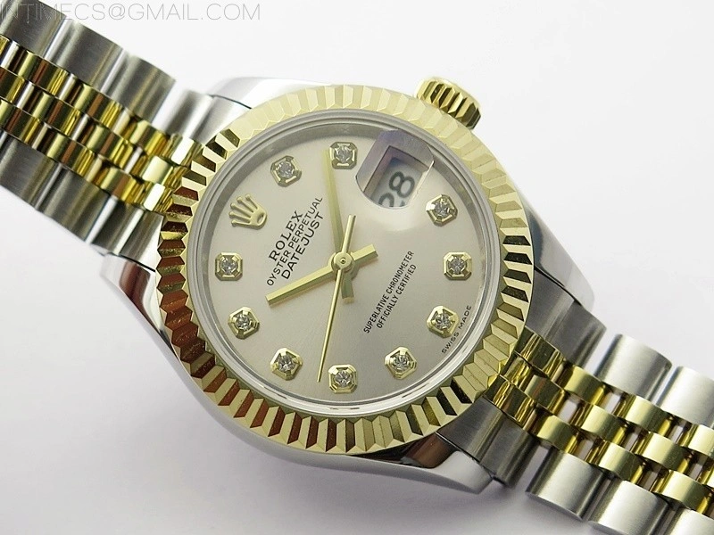 Datejust 28mm 279173 SS YG BP Best Edition Silver Crystals Markers Dial on SS YG Jubilee Bracelet ETA2671