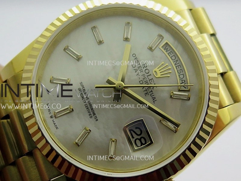 Day Date 128238 YG Gain Weight KF 1:1 White MOP Dial T Diamond Marker On President Bracelet A2836