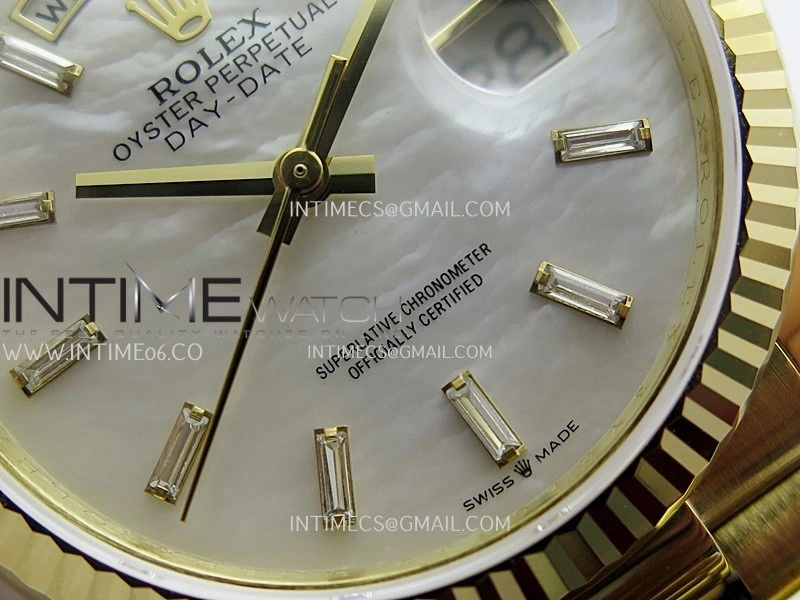 Day Date 128238 YG Gain Weight KF 1:1 White MOP Dial T Diamond Marker On President Bracelet A2836