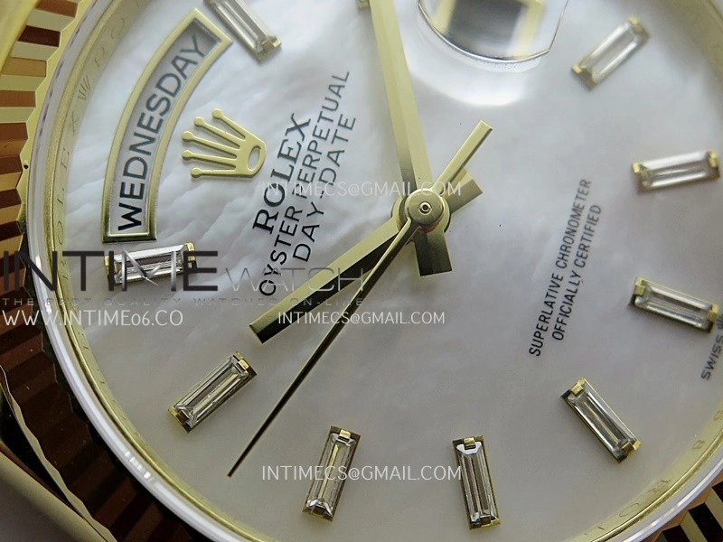 Day Date 128238 YG Gain Weight KF 1:1 White MOP Dial T Diamond Marker On President Bracelet A2836