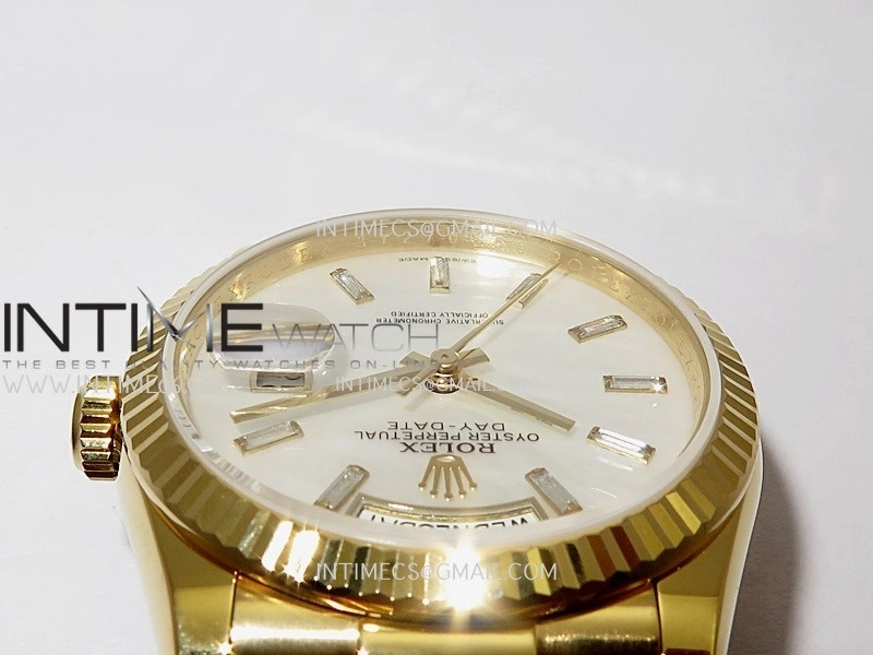 Day Date 128238 YG Gain Weight KF 1:1 White MOP Dial T Diamond Marker On President Bracelet A2836