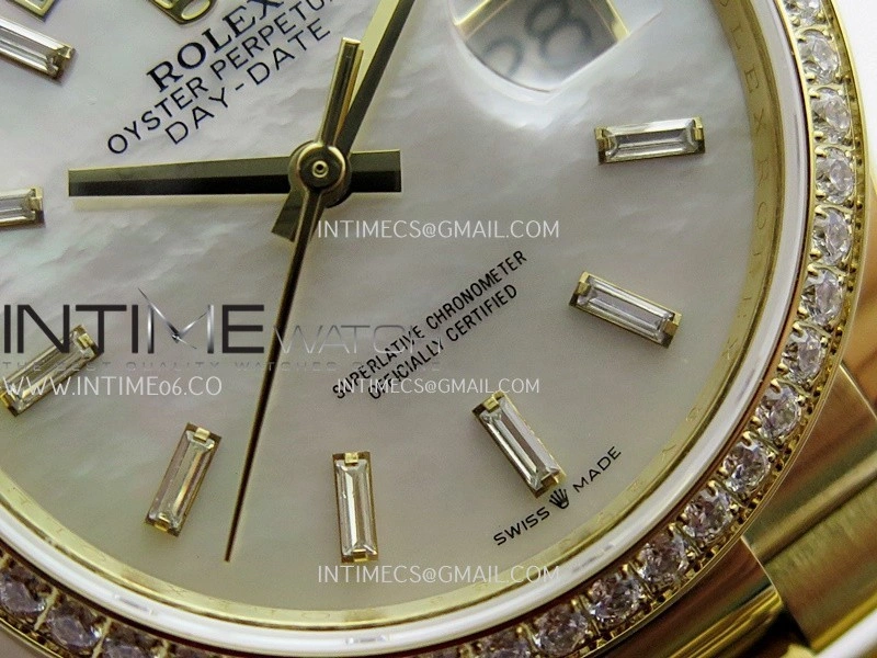Day Date 128348 YG Gain Weight KF 1:1 White MOP Dial T Diamond Marker On President Bracelet A2836