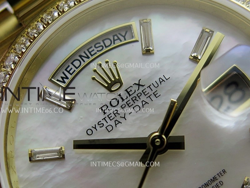 Day Date 128348 YG Gain Weight KF 1:1 White MOP Dial T Diamond Marker On President Bracelet A2836