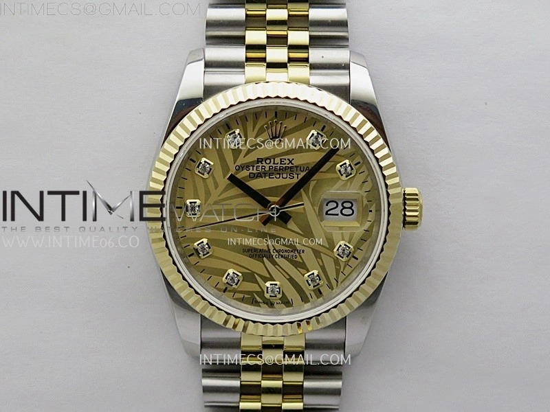 DateJust 126233 904L SS YG JDF 1:1 Best Edition Gold Leaves Dial Diamond Markers on Jubilee SS YG Bracelet