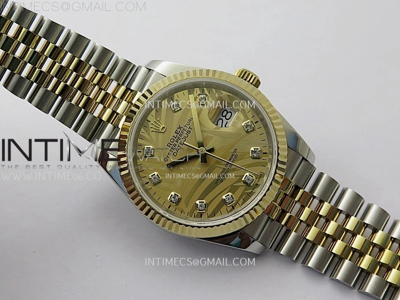 DateJust 126233 904L SS YG JDF 1:1 Best Edition Gold Leaves Dial Diamond Markers on Jubilee SS YG Bracelet