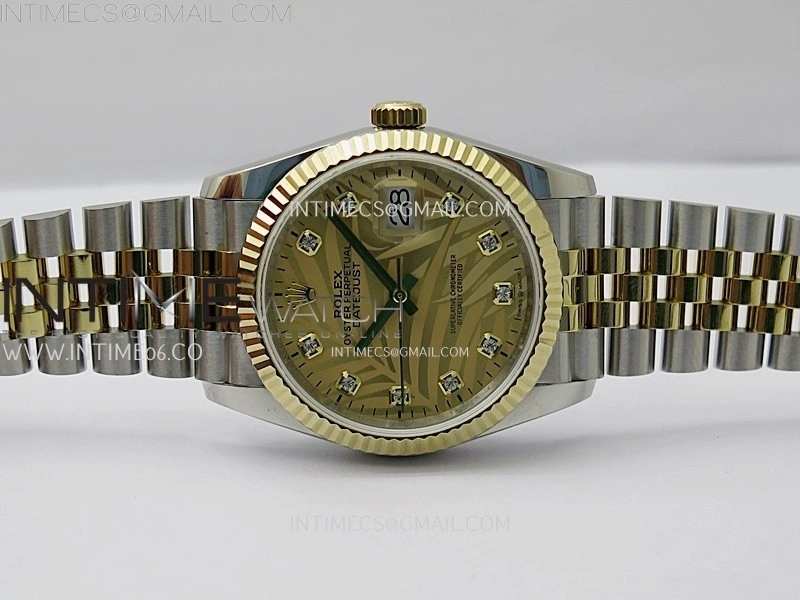 DateJust 126233 904L SS YG JDF 1:1 Best Edition Gold Leaves Dial Diamond Markers on Jubilee SS YG Bracelet