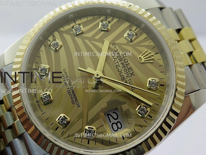 DateJust 126233 904L SS YG JDF 1:1 Best Edition Gold Leaves Dial Diamond Markers on Jubilee SS YG Bracelet