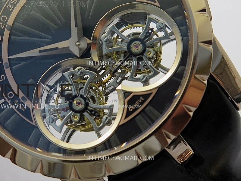 Excalibur Rddbex0250 RG YSF Best Edition Black Dial on Black Leather Strap Asian RD100 Double Tourbillon