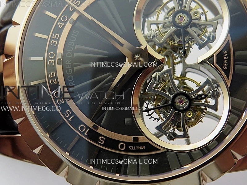 Excalibur Rddbex0250 RG YSF Best Edition Black Dial on Black Leather Strap Asian RD100 Double Tourbillon