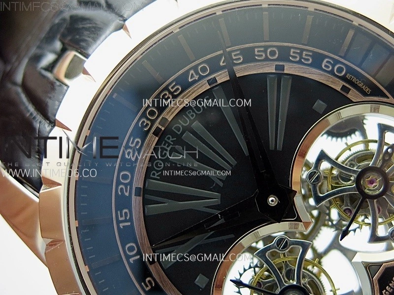Excalibur Rddbex0250 RG YSF Best Edition Black Dial on Black Leather Strap Asian RD100 Double Tourbillon