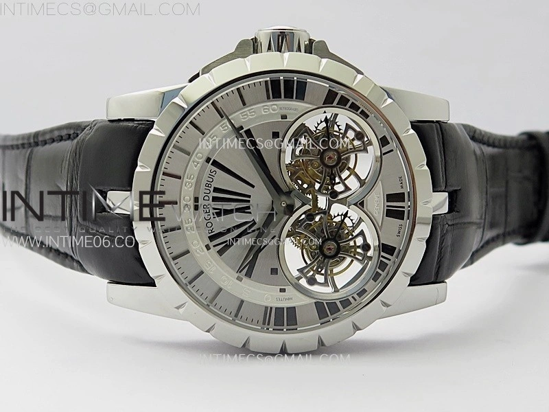 Excalibur Rddbex0250 SS YSF Best Edition White Dial on Black Leather Strap Asian RD100 Double Tourbillon