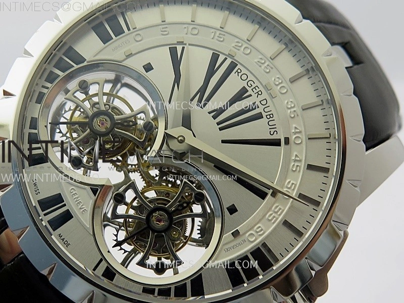 Excalibur Rddbex0250 SS YSF Best Edition White Dial on Black Leather Strap Asian RD100 Double Tourbillon