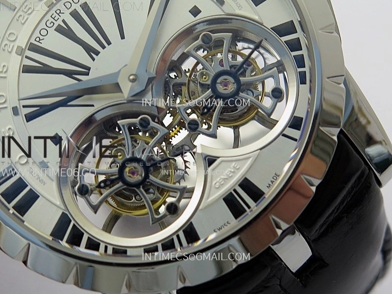 Excalibur Rddbex0250 SS YSF Best Edition White Dial on Black Leather Strap Asian RD100 Double Tourbillon