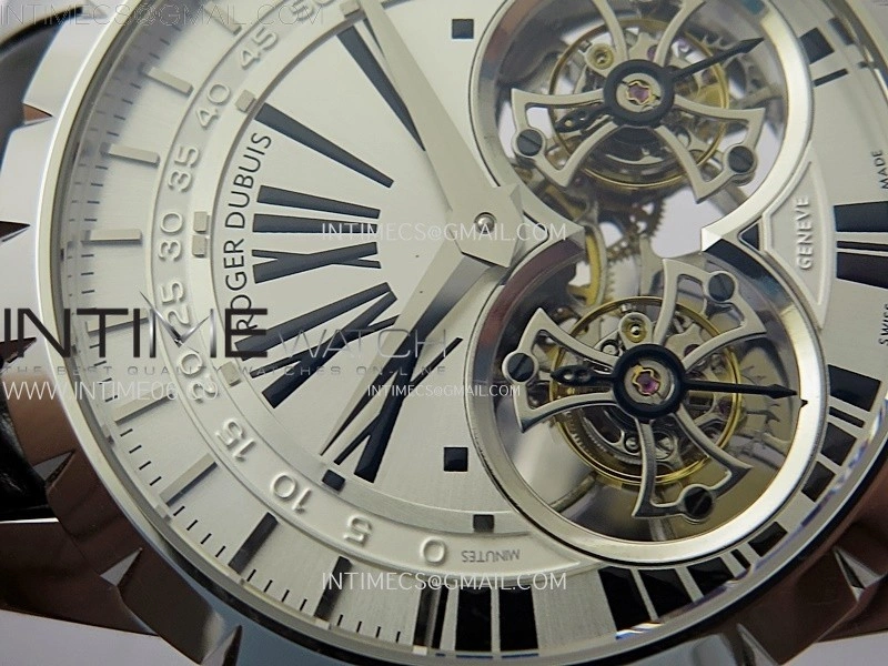 Excalibur Rddbex0250 SS YSF Best Edition White Dial on Black Leather Strap Asian RD100 Double Tourbillon