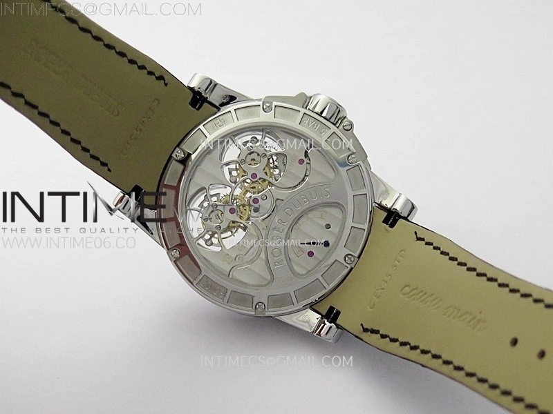 Excalibur Rddbex0250 SS YSF Best Edition White Dial on Black Leather Strap Asian RD100 Double Tourbillon