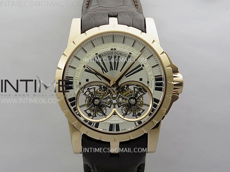 Excalibur Rddbex0250 RG YSF Best Edition White Dial on Black Leather Strap Asian RD100 Double Tourbillon
