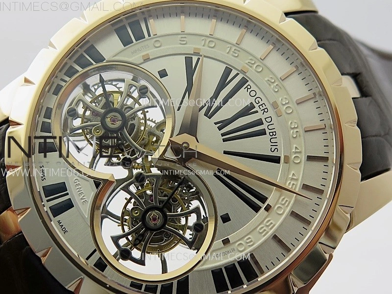 Excalibur Rddbex0250 RG YSF Best Edition White Dial on Black Leather Strap Asian RD100 Double Tourbillon