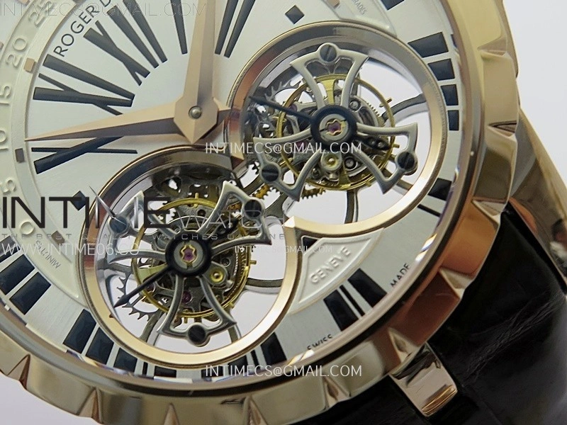 Excalibur Rddbex0250 RG YSF Best Edition White Dial on Black Leather Strap Asian RD100 Double Tourbillon