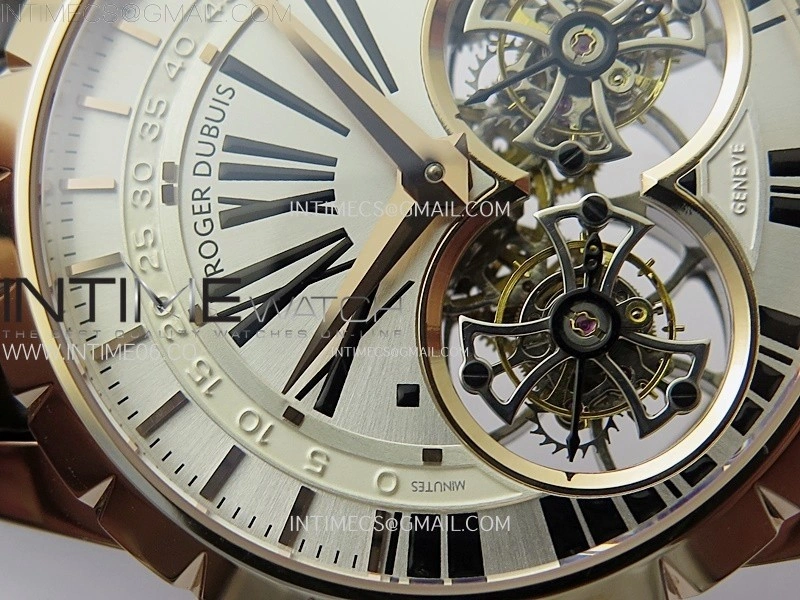 Excalibur Rddbex0250 RG YSF Best Edition White Dial on Black Leather Strap Asian RD100 Double Tourbillon