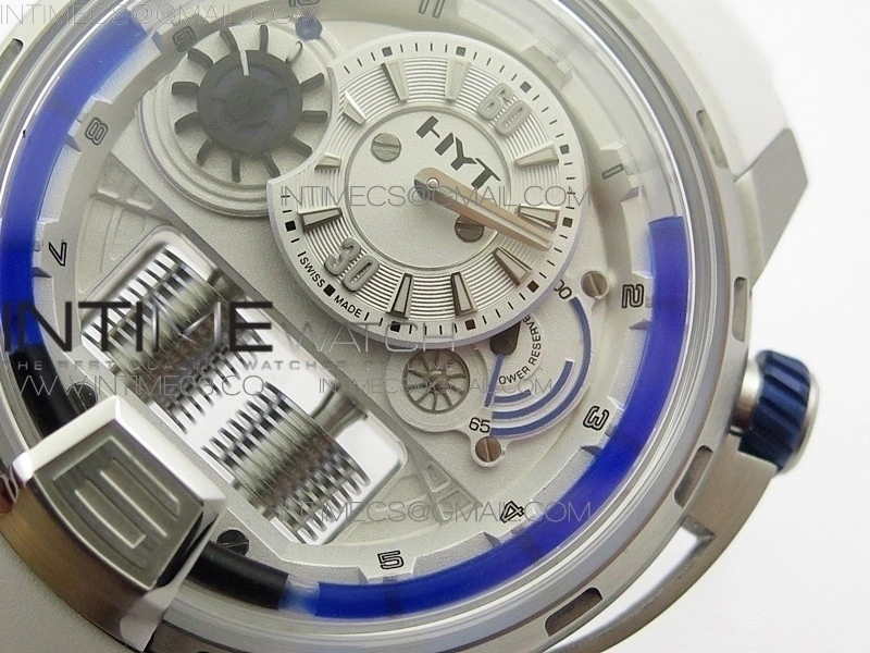 HYT SS CYF white dial blue Crown On White Rubber Strap Asian movement HTY Cal.101