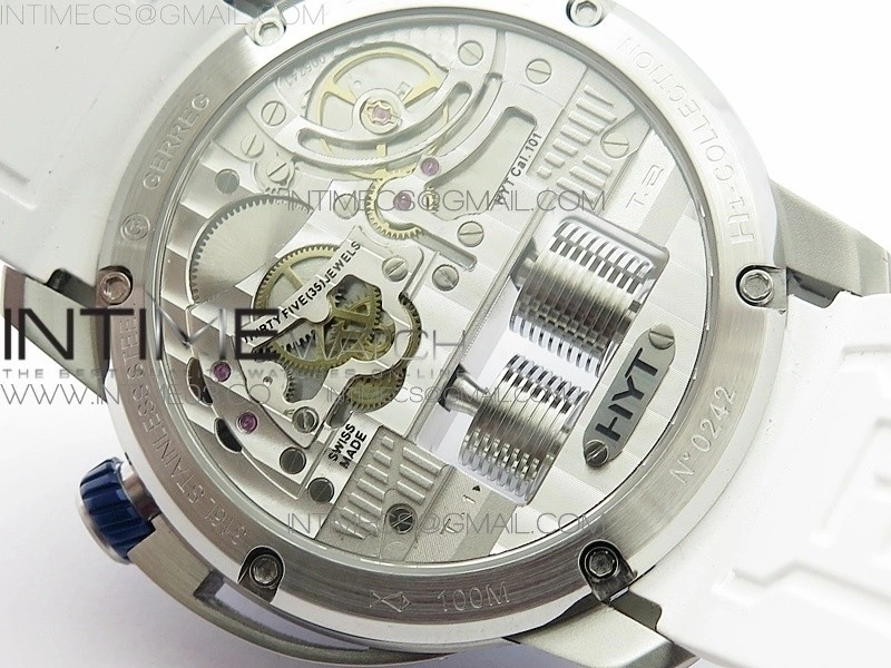 HYT SS CYF white dial blue Crown On White Rubber Strap Asian movement HTY Cal.101