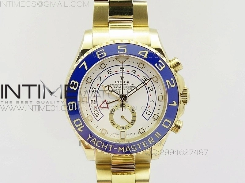 YachtMaster II YG BP New Version White Dial on YG Bracelet A7750