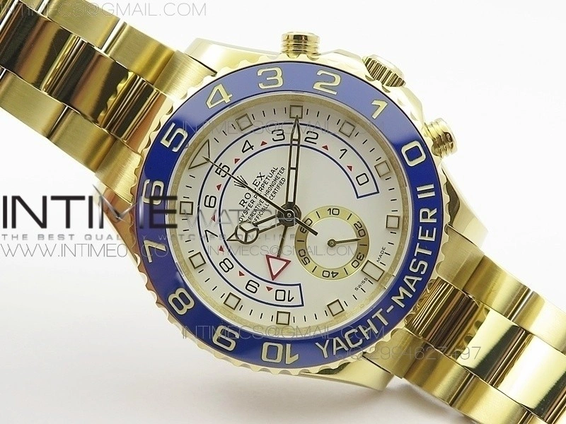 YachtMaster II YG BP New Version White Dial on YG Bracelet A7750