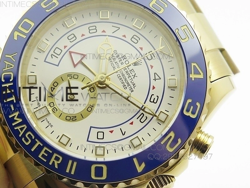 YachtMaster II YG BP New Version White Dial on YG Bracelet A7750